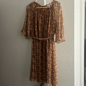 LC Lauren Conrad brown floral print dress.